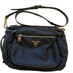 Prada Nylon Messenger Bag, Black